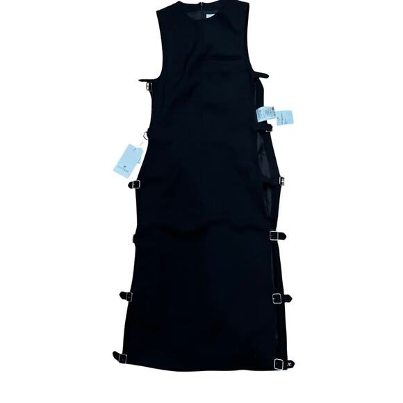 Courrèges Black Multi-Strap Sleeveless Midi Dress Size 34 Cutout Wool Designer - Picture 14 of 15